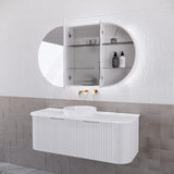 450/870/1200Mm Oval Led Back Lit Shaving Cabinet Matt White Cabinets