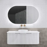 450/870/1200Mm Oval Led Back Lit Shaving Cabinet Matt White Cabinets