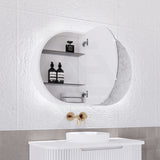 450/870/1200Mm Oval Led Back Lit Shaving Cabinet Matt White Cabinets