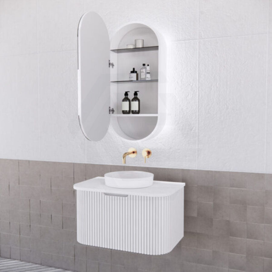 450/870/1200Mm Oval Led Back Lit Shaving Cabinet Matt White Cabinets