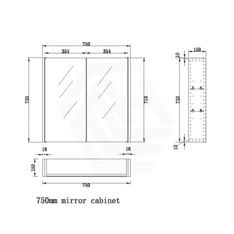 450/600/750/900/1200/1500Mm Matt White Mdf Pencil Edge Wall Hung Shaving Cabinet 750Mm Cabinets