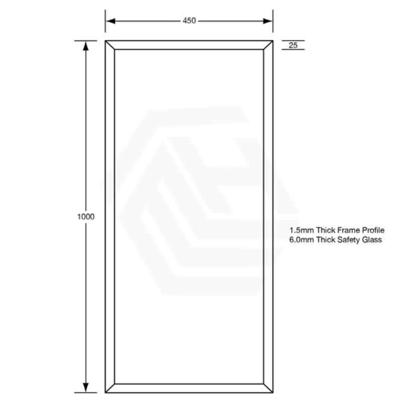 450Mmx1000Mm Framed Rectangle Bathroom Wall Mirror Matt Black Mirrors