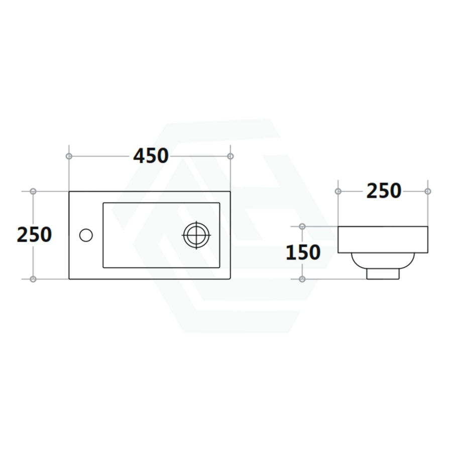 450X250X530Mm Wall Hung Pvc Vanity With Poly Top Left Or Right Hand Hinge Gloss White