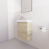 460x250x855mm Wall Hung Narrow Bathroom Vanity with Poly Top Light Oak MDF