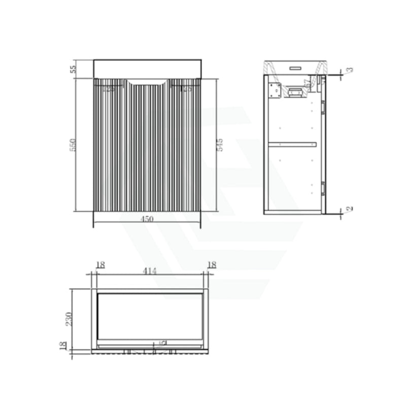 450X250X550Mm Wall Hung Vanity Left Hand Hinge With Poly Top American Oak Vanities