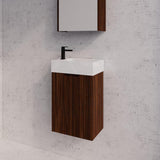 450X250X550Mm Wall Hung Vanity Left Hand Hinge With Overflow Poly Top Brown Oak Vanities