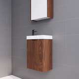 450X250X550Mm Wall Hung Vanity Left Hand Hinge With Poly Top Brown Oak Vanities