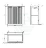 450X250X550Mm Wall Hung Vanity Left Hand Hinge With Poly Top Brown Oak Vanities