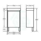 450X250X880Mm Freestanding Narrow Bathroom Vanity With Poly Top Left / Right Hand Hinge Polyurethane