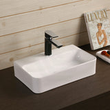 Above Counter Wash Basin Ceramic Rectangle Gloss White