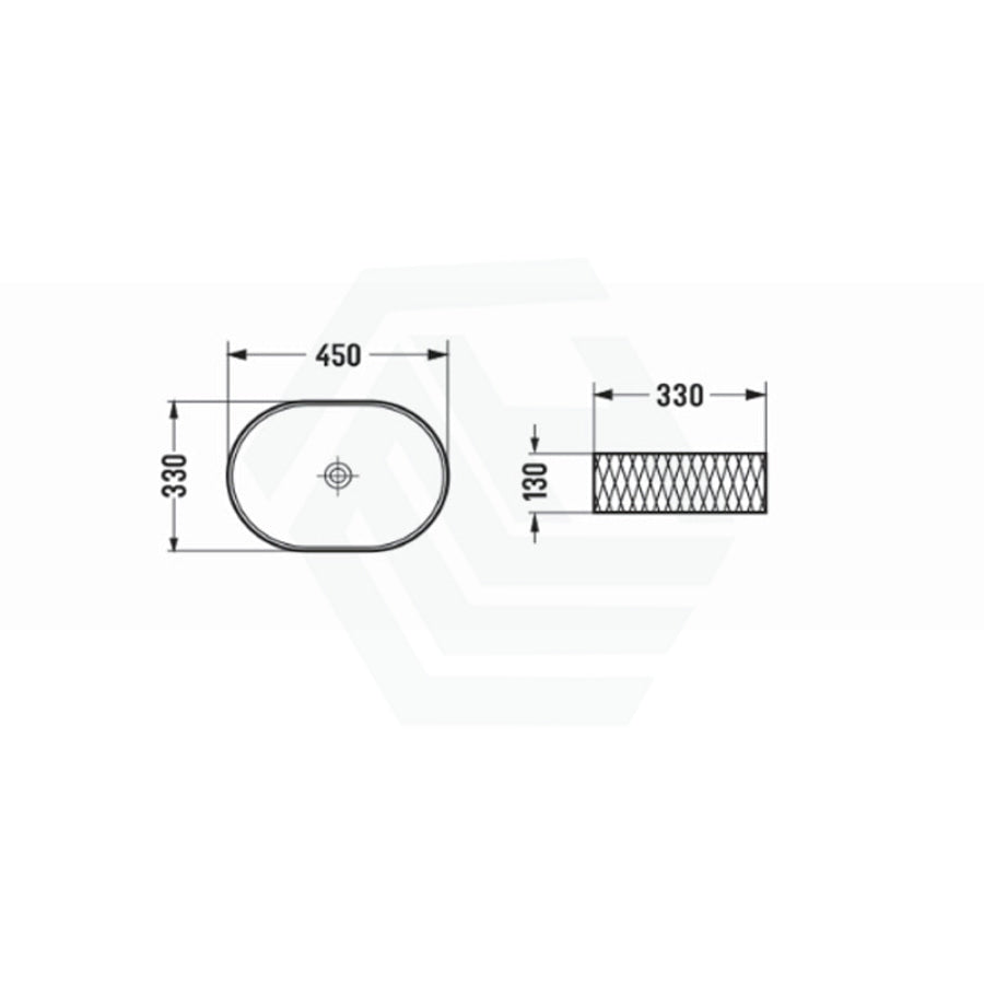 450X330X130Mm Oval Gloss White Above Counter Basin Ceramic Basins