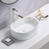 450X330X130Mm Oval Gloss White Above Counter Basin Ceramic Basins