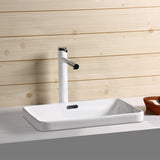 450X330X150Mm Rectangle Gloss White Ceramic Inset Basin With Overflow Hole