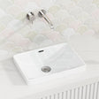 450X330X150Mm Rectangle Gloss White Ceramic Inset Basin With Overflow Hole Basins