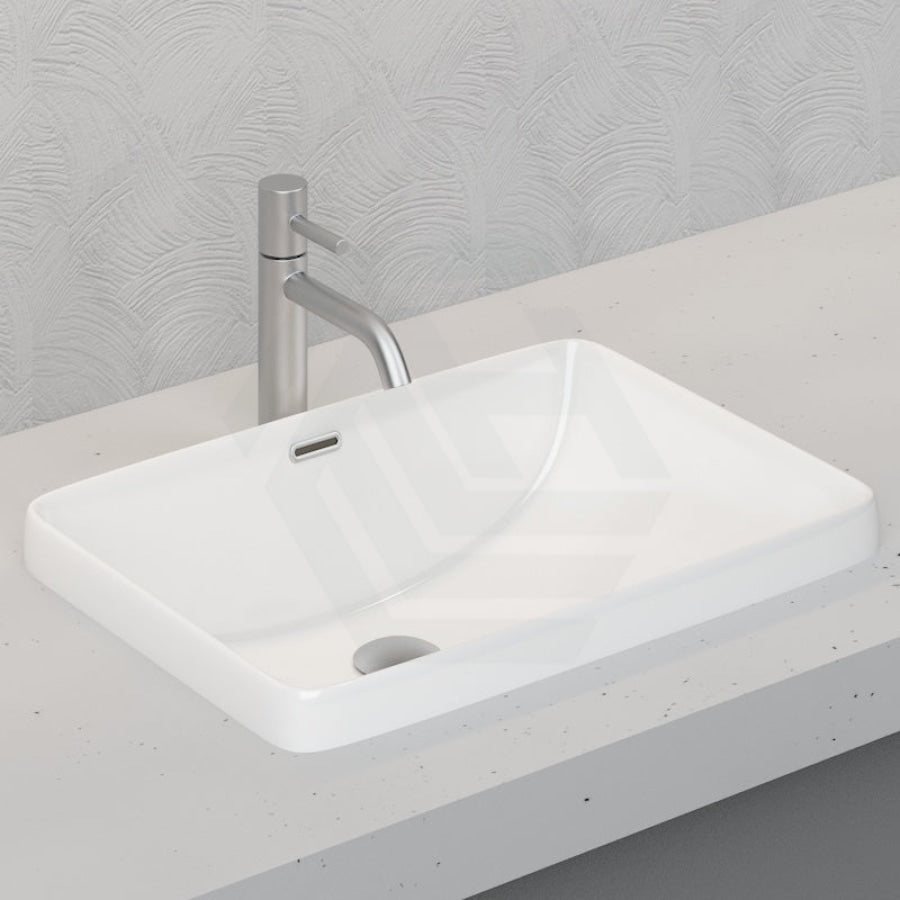 Inset Ceramic Basin Rectangle Gloss White