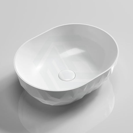 450X360X140Mm Oval Above Counter Ceramic Basin Matt White Basins