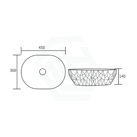 450X360X140Mm Oval Above Counter Ceramic Basin Matt White Basins