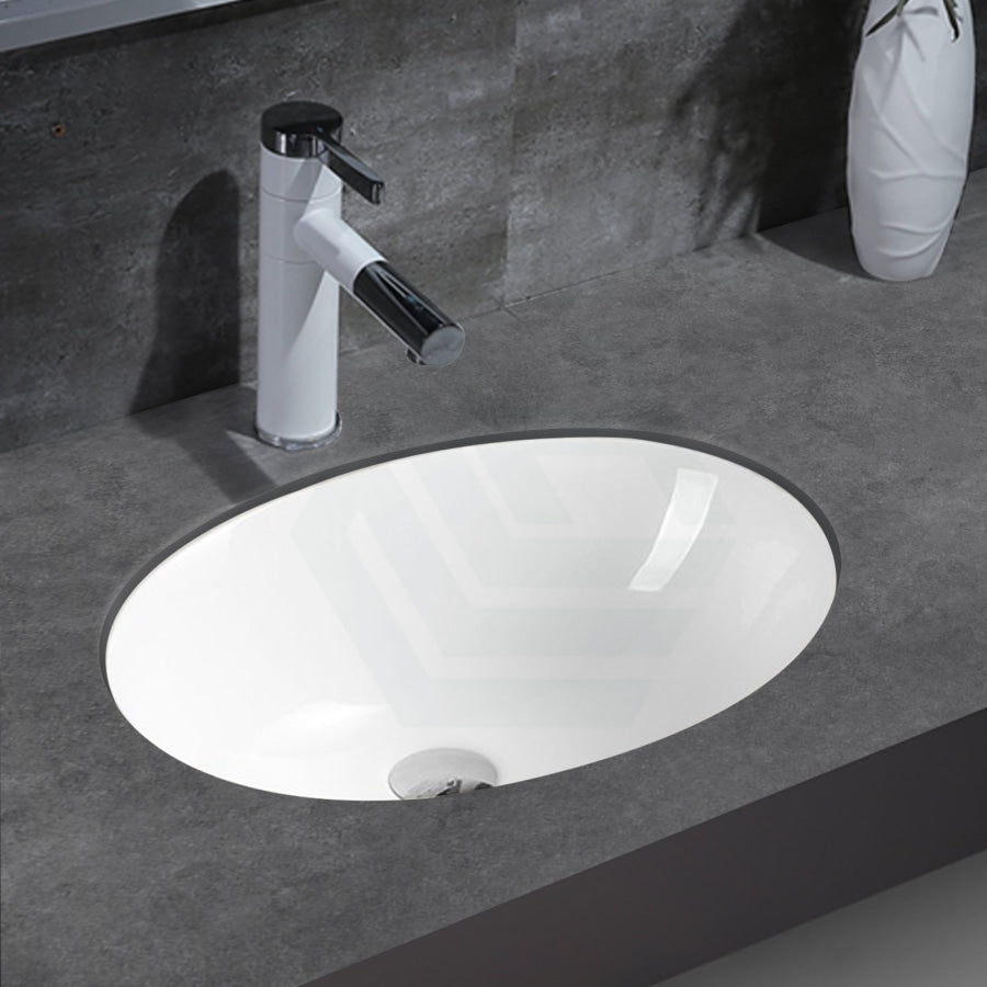 450X380X175Mm Oval Under Mount Gloss White Ceramic Basin