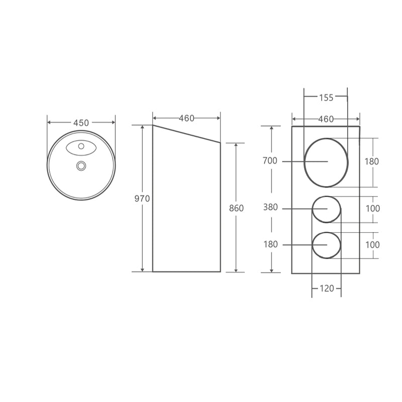 450X460X970Mm Freestanding Ceramic Basin Floor Mounted With Tap Hole