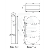 450X870X140Mm Oval Pencil Edge Mirror Wall Hung Shaving Cabinet Matt White Cabinets