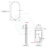 450X900Mm Beau Monde Led Mirror Oval Brushed Bronze Framed Touch Sensor Backlit For Bathroom Mirrors