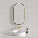 450X900Mm Beau Monde Led Mirror Oval Matt Black Framed Touch Sensor Backlit For Bathroom Mirrors