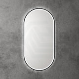 450X900Mm Beau Monde Led Mirror Oval Matt Black Framed Touch Sensor Backlit For Bathroom Mirrors