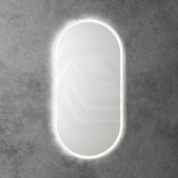 450X900Mm Beau Monde Led Mirror Oval Matt White Framed Touch Sensor Backlit For Bathroom Mirrors