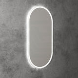 450X900Mm Beau Monde Led Mirror Oval Matt White Framed Touch Sensor Backlit For Bathroom Mirrors