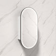 450X900Mm Beau Monde Led Mirror Oval Shaving Cabinet Matt White Finish Black Framed Touchless