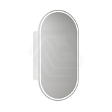 450X900Mm Beau Monde Led Mirror Oval Shaving Cabinet Matt White Finish Frameless Touchless Sensor