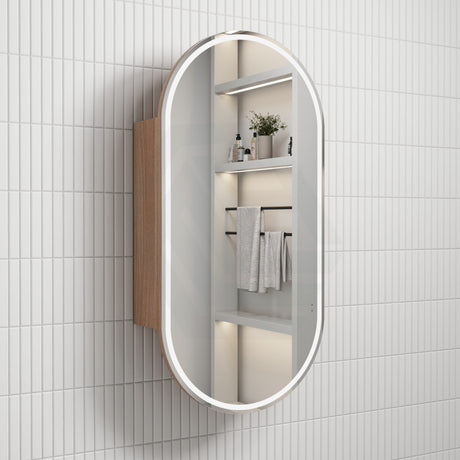 450X900Mm Beau Monde Led Mirror Oval Shaving Cabinet Mia Finish Frameless Touchless Sensor Frontlit