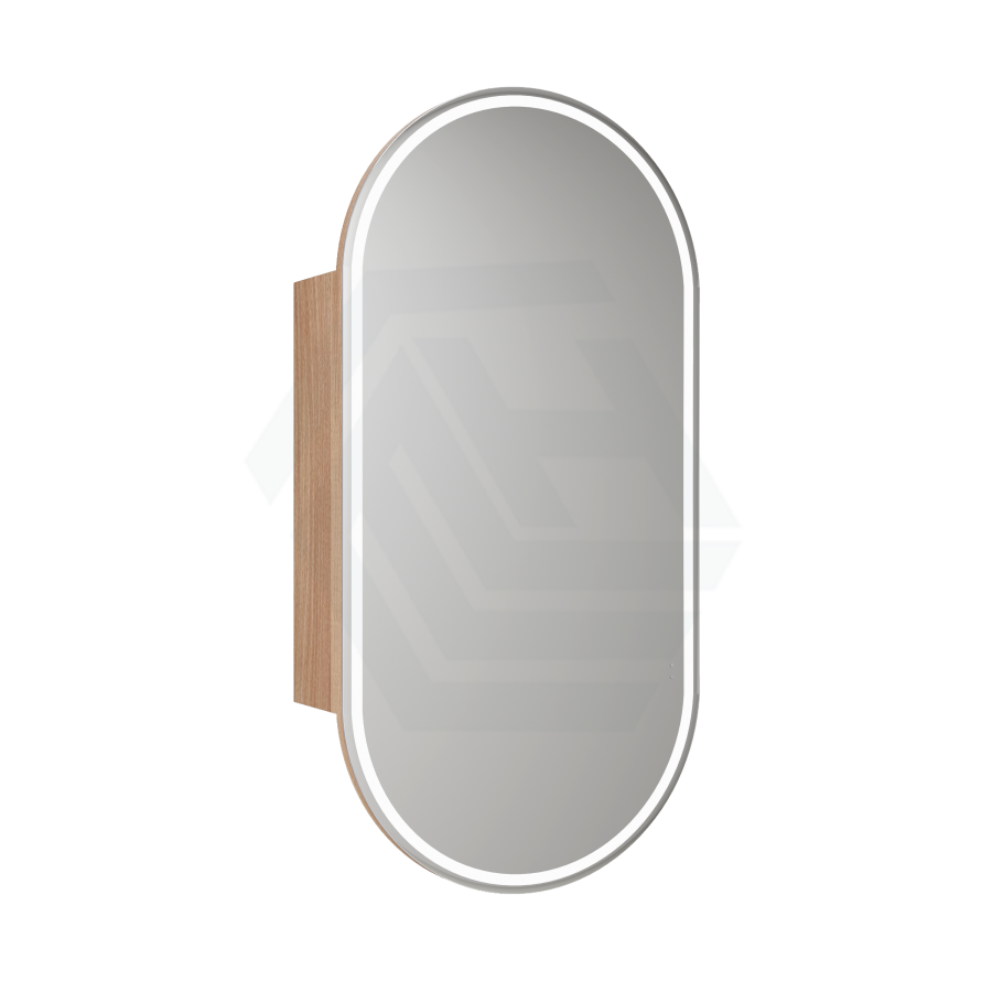 450X900Mm Beau Monde Led Mirror Oval Shaving Cabinet Mia Finish Frameless Touchless Sensor Frontlit