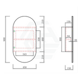 450X900Mm Beau Monde Wall Hung Oval Shaving Mirror Cabinet Carita Finish For Bathroom Cabinets