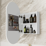 450X900Mm Beau Monde Wall Hung Oval Pill-Shaped Shaving Mirror Cabinet Matt White Finish For