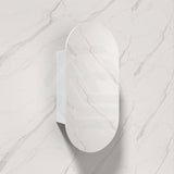 450X900Mm Beau Monde Wall Hung Oval Pill - Shaped Shaving Mirror Cabinet Matt White Finish For