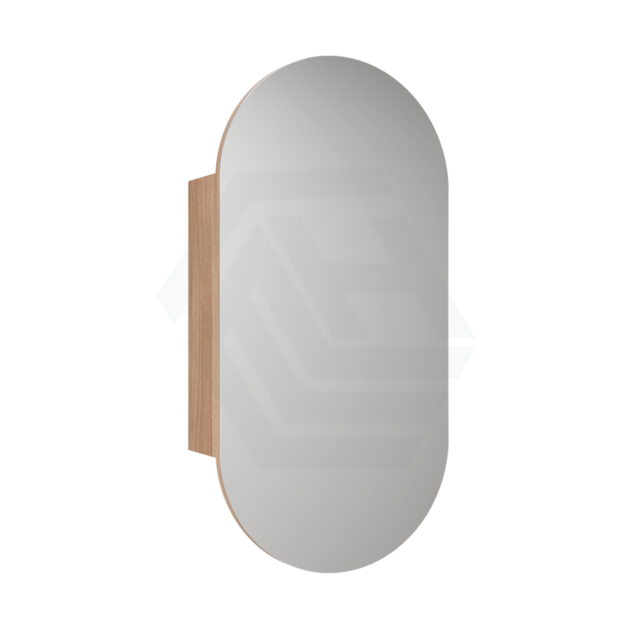 450X900Mm Beau Monde Wall Hung Oval Pill - Shaped Shaving Mirror Cabinet Mia Finish For Bathroom