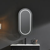 450X900X150Mm Ceto Olivia Matt Black Oval Led Shaving Cabinet Frontlit Cabinets