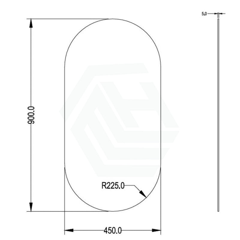 450X900X5Mm Bathroom Olivia Oval Wall Mirror Pencil Edge Vertical Or Horizontal Frameless Mirrors