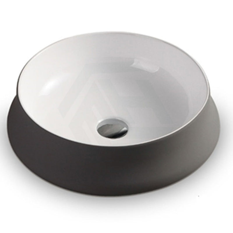 Above Counter Ceramic Basin Round Gloss White Grey