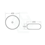 455X455X155Mm Round Gloss White & Grey Above Counter Ceramic Basin