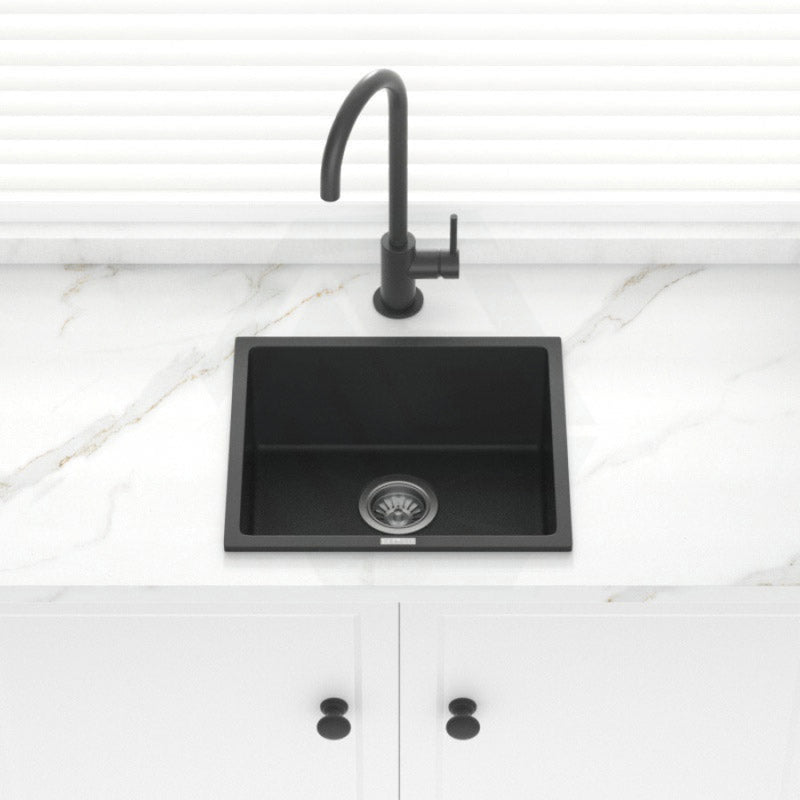 457X406X200Mm Carysil Black Single Bowl Granite Stone Kitchen/laundry Sink Top/flush/under Mount