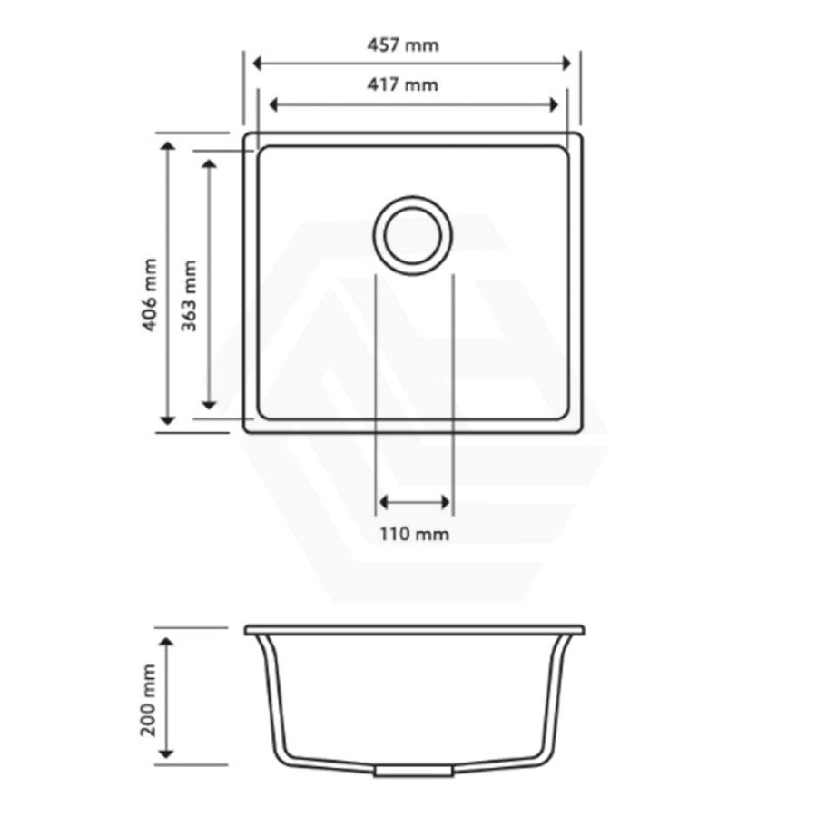 457X406X200Mm Carysil White Single Bowl Granite Stone Kitchen/laundry Sink Top/flush/under Mount