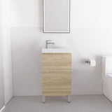 460x250x855mm Freestanding Narrow Bathroom Vanity with Poly Top Light Oak MDF