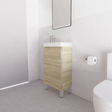 460x250x855mm Freestanding Narrow Bathroom Vanity with Poly Top Light Oak MDF