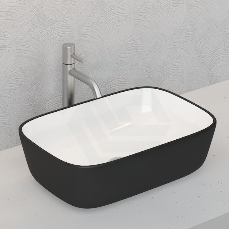 Above Counter Ceramic Basin Rectangle Gloss Black White