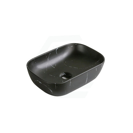 460X330X135Mm Ceramic Basin Above Counter Rectangle Carrara Marble Matt Black Basins