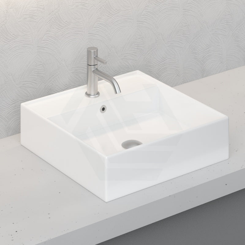 Above Counter Wall Hung Basin Ceramic Square Gloss White