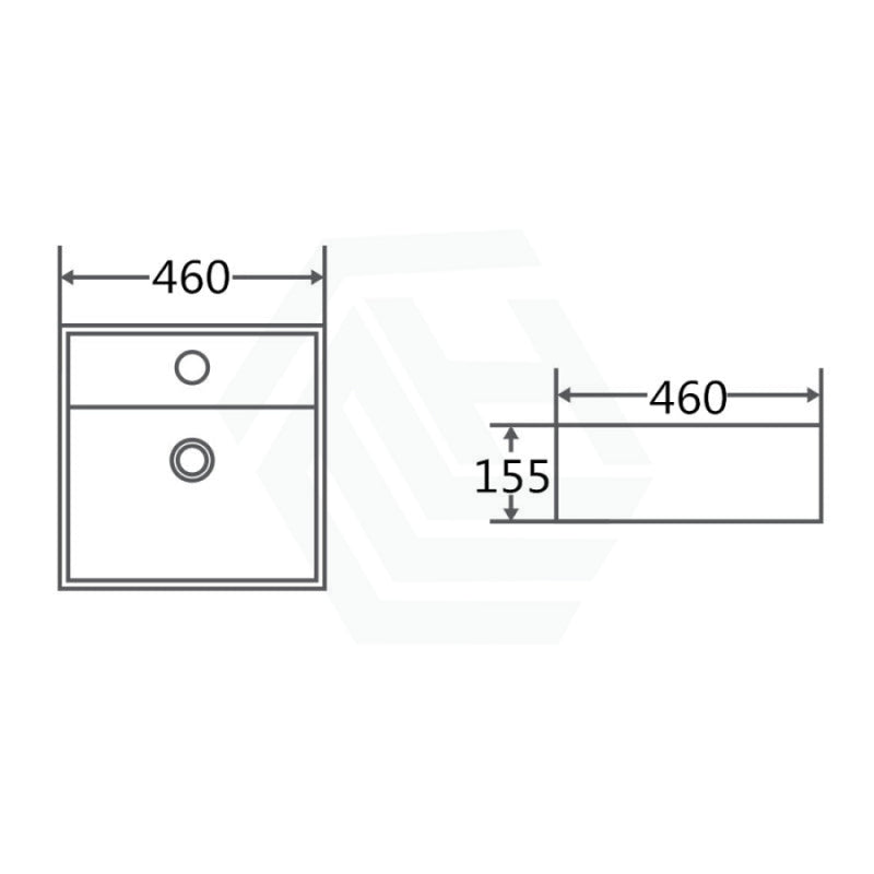 460X460X155Mm Above Counter/Wall-Hung Square White Ceramic Basin One Tap Hole Wall Hung Basins