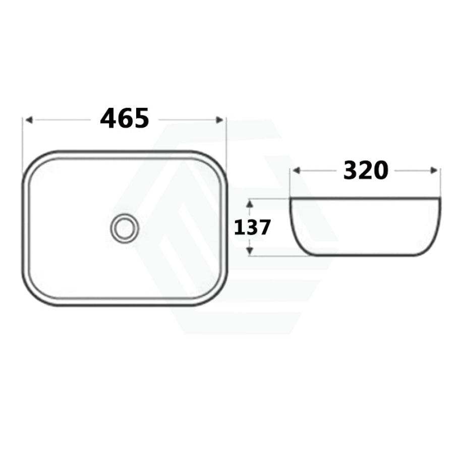 465X320X137Mm Ultra Slim Rectangle Matt White Above Counter Ceramic Basin Basins